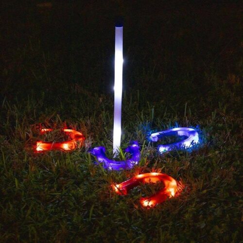 Photo 2 of YardCandy Illuminated LED Horseshoes, Backyard Games, Light up your Night. Anyone can play horseshoes, and now with the YardCandy Illuminated LED Horseshoes, you can play any time of day or night. These weighted, plastic horseshoes feature LEDs that light