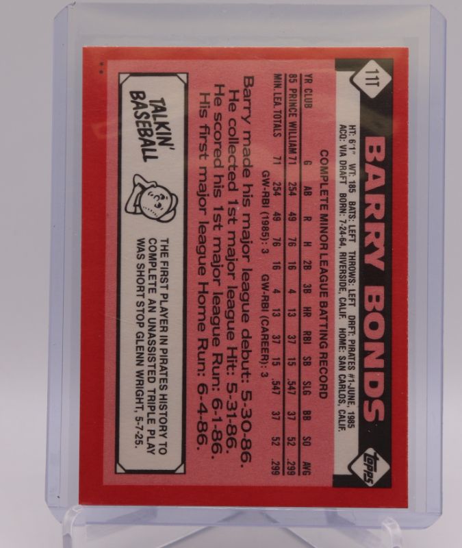 Photo 2 of 1986 Topps Traded Barry Bonds ROOKIE (Mint)
