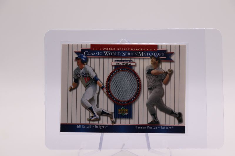 Photo 1 of Thurman Munson/Bill Russell game used card (Mint)