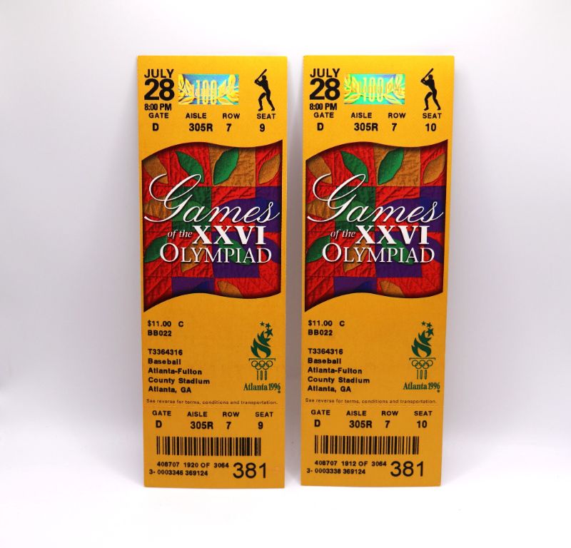 Photo 1 of 2 Unused full tickets 1996 Olympics Baseball
