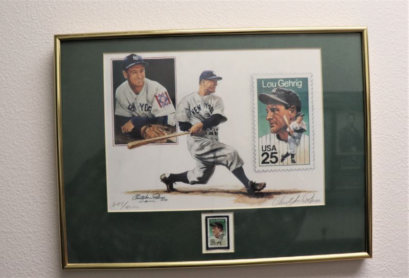 Photo 1 of Lou Gehrig stamp and signed print 16x12 (numbered)