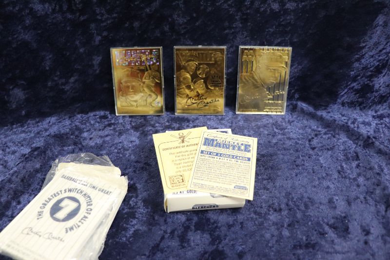 Photo 1 of Mickey Mantle 3 card set 23K Gold cards