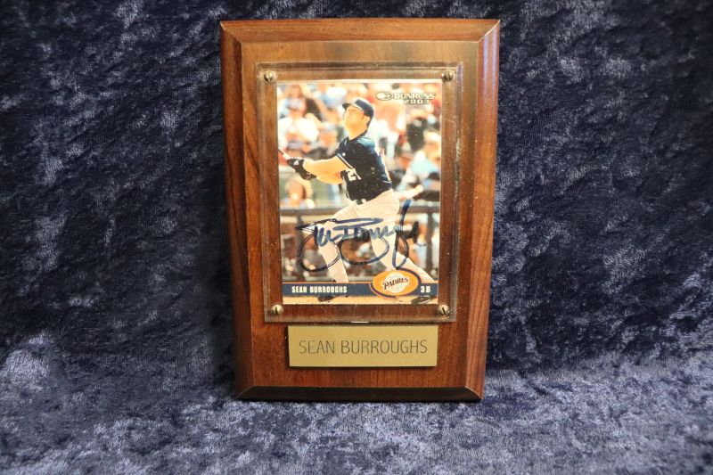 Photo 1 of Sean Burroughs SIGNED card on plaque