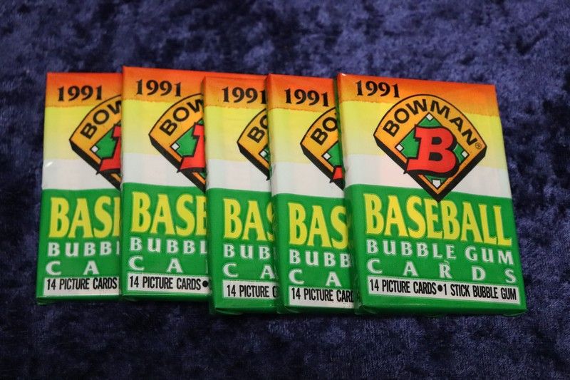 Photo 1 of 1991 Bowman Baseball packs x5 (sealed)