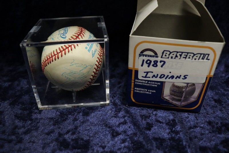 Photo 1 of 1987 Cleveland Indians Team SIGNED ball in cube