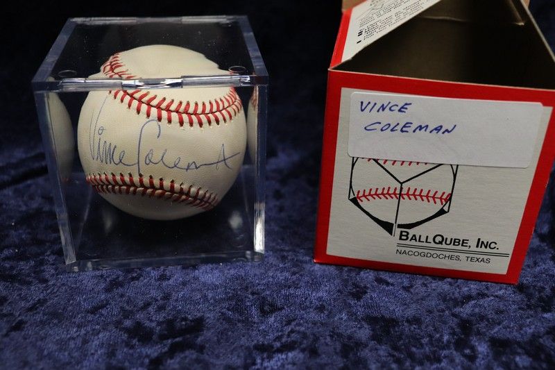 Photo 1 of Vince Coleman SIGNED ball in cube