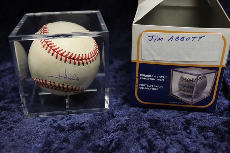 Photo 1 of Jim Abbott SIGNED ball in cube