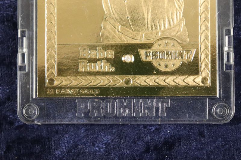 Photo 2 of Babe Ruth 1991 22kt Gold foil card with diamond on card