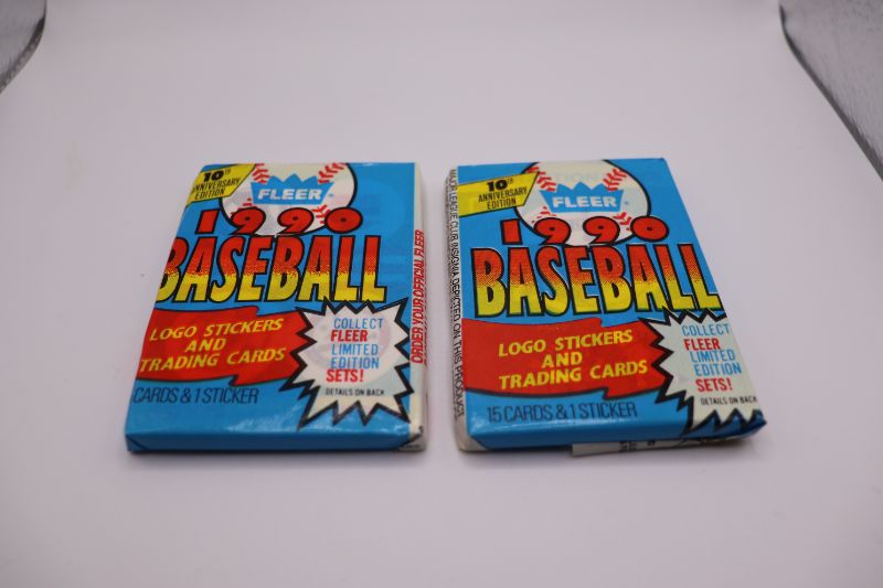 Photo 1 of Lot of 2 1990 Fleer Baseball wax packs (sealed)