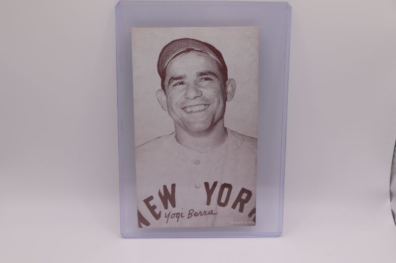 Photo 1 of Yogi Berra vintage exhibit card 3.5x5.5 (creased)