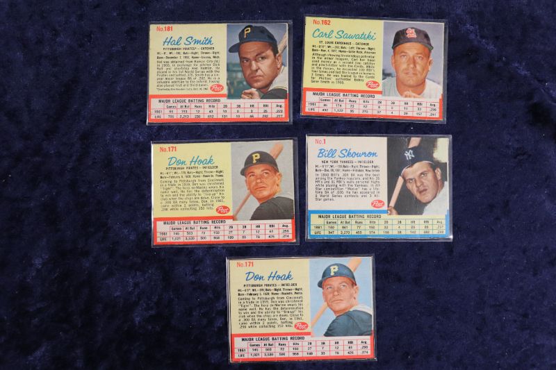 Photo 1 of 5 card lot 1962 Post Baseball cards B
