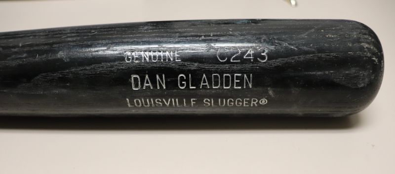 Photo 1 of Dan Gladden game used Bat (slight crack)
