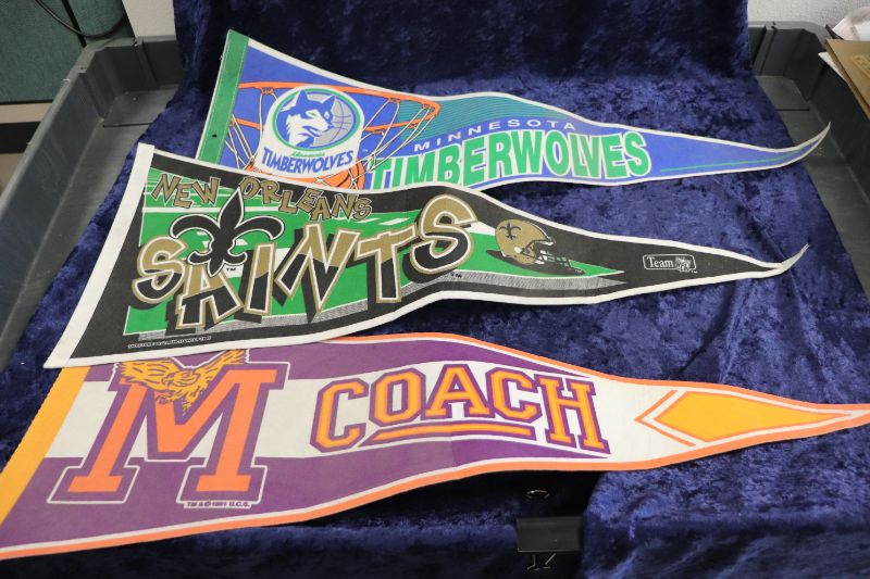 Photo 1 of Lot of 3 Vintage Pennants (Some folds)