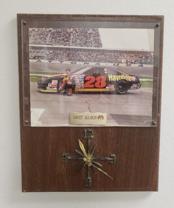 Photo 1 of Davey Allison NASCAR Clock w/photo 12x15 (untested) 