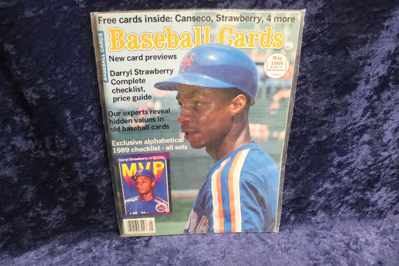 Photo 1 of Darryl Strawberry cover of 1989 Baseball Cards magazine w/insert cards
