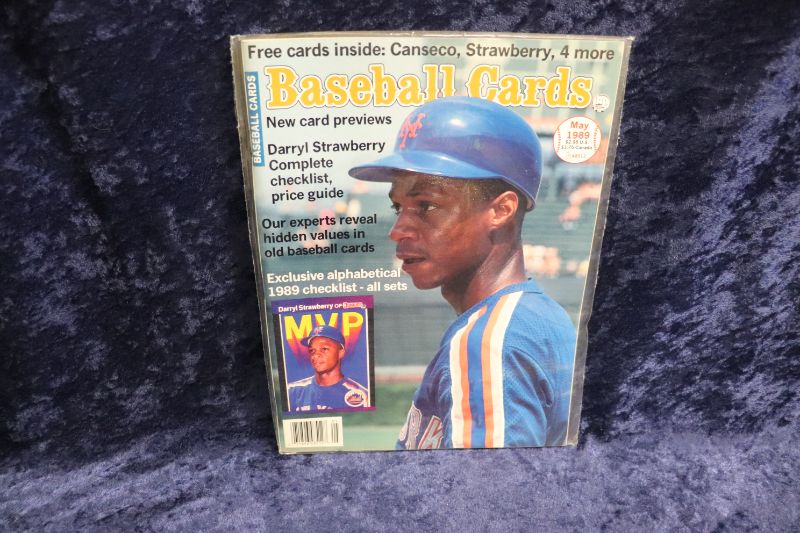 Photo 1 of Darryl Strawberry cover of 1989 Baseball Cards magazine w/insert cards