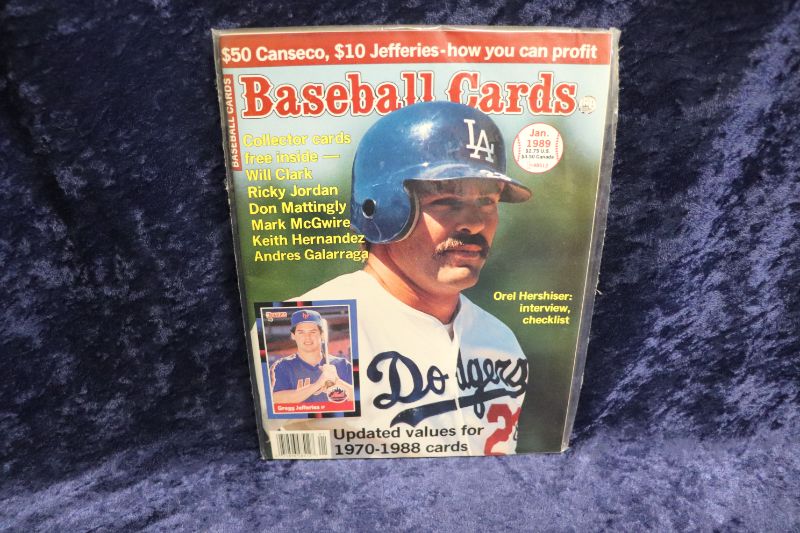 Photo 1 of Kirk Gibson cover of 1989 Baseball Cards magazine w/insert cards