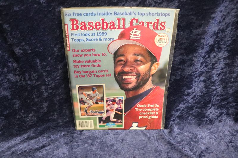 Photo 1 of Ozzie Smith cover of 1989 Baseball Cards magazine w/insert cards