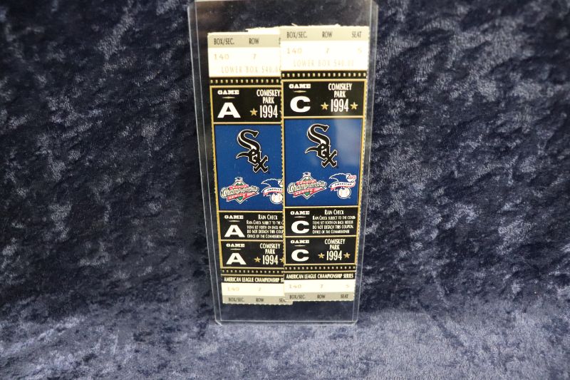 Photo 1 of 1994 White Sox AL Championship tickets x3