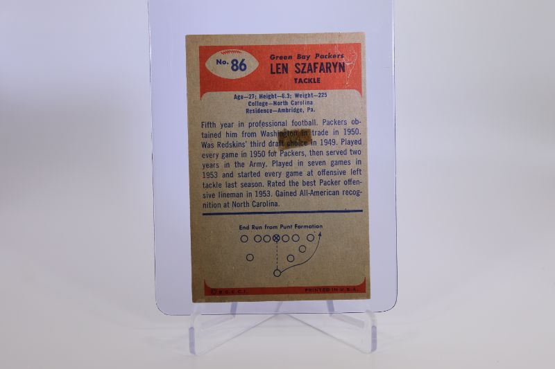 Photo 2 of 1955 Bowman Football Ben Szafaryn (NrMt) tape mark on back