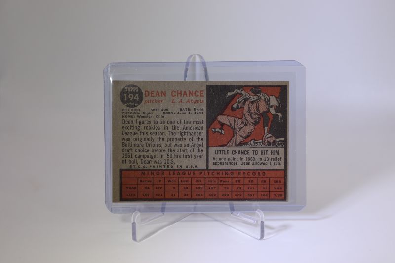 Photo 2 of Dean Chance 1962 Topps ROOKIE (Mint)