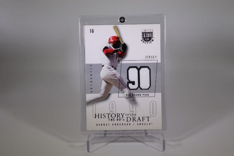 Photo 1 of Garret Anderson 2004 Fleer game worn jersey (Mint) Numbered /50
