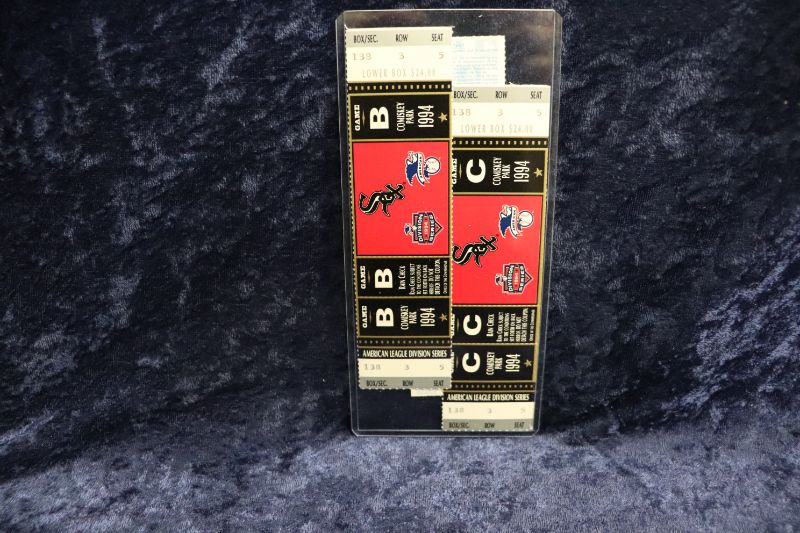Photo 1 of 3 Tickets for 1994 White Sox Playoffs (Full Tickets)