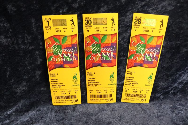 Photo 1 of 3 Tickets from 1996 Olympics Baseball (Unused)