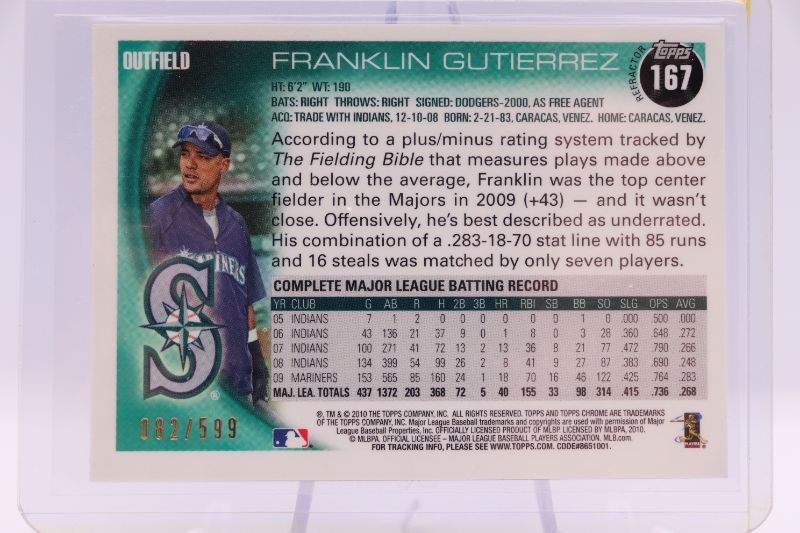 Photo 2 of Franklin Gutierrez 2010 Topps Chrome (Mint) Numbered