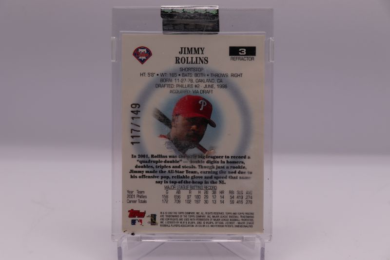 Photo 2 of Jimmy Rollins 2002 Topps Pristine REFRACTOR (Mint) #’d/149