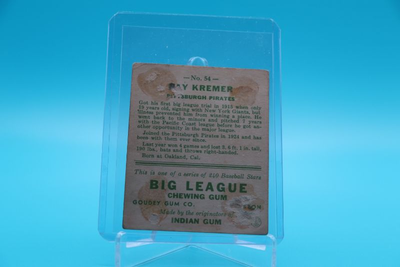 Photo 2 of 1933 Goudey Ray Kremer ROOKIE (VG)