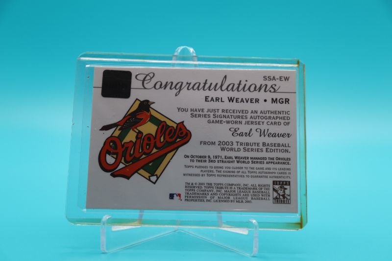 Photo 2 of Earl Weaver 2003 Topps Tribute SIGNED Jersey card (Mint)