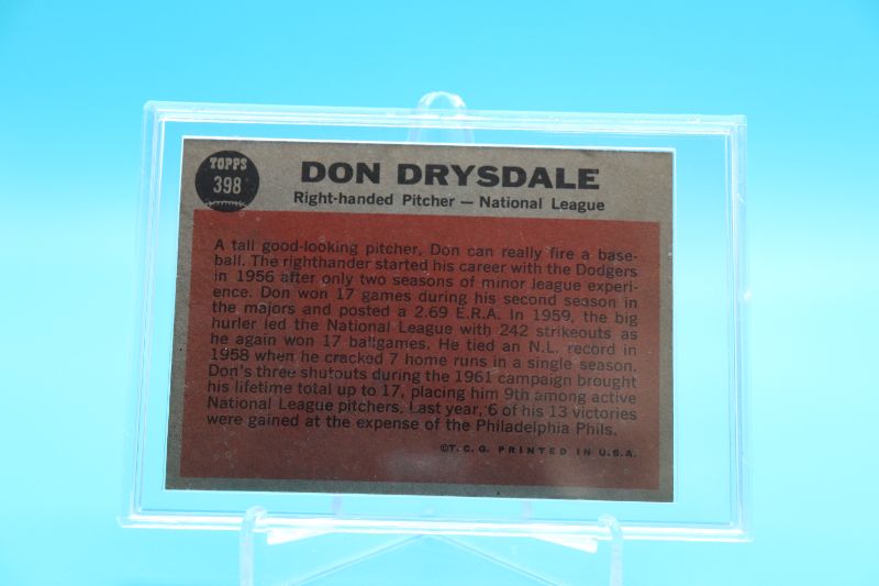 Photo 2 of Don Drysdale 1962 Topps sn (NrMt) in premium holder
