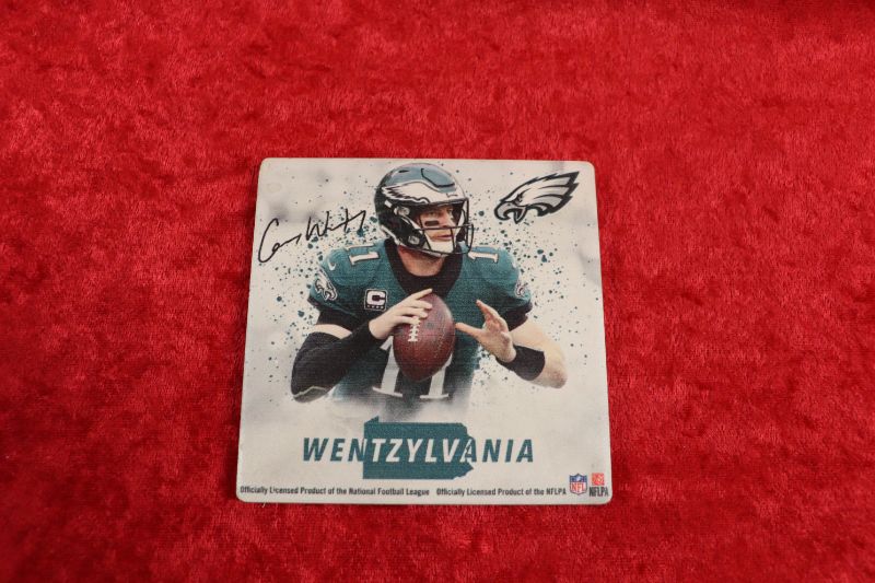 Photo 1 of Carson Wentz ceramic drink coaster 4.25x4.25 