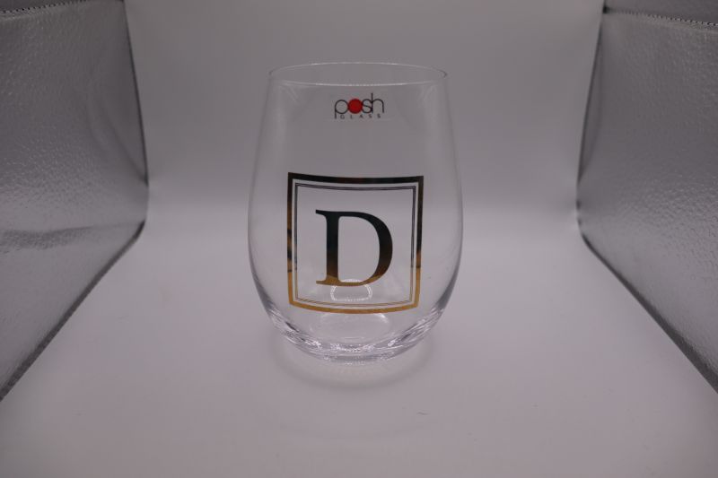 Photo 1 of 5” wine Glass tumbler gold embossed “D”