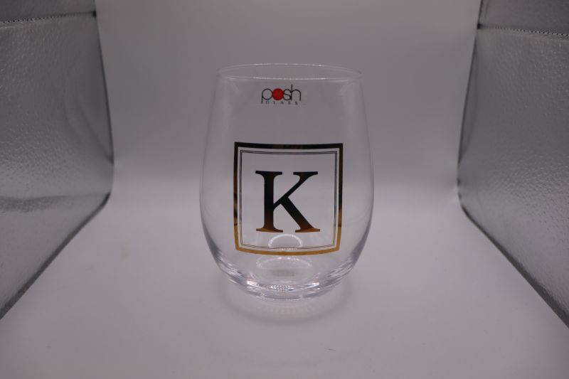 Photo 1 of 5” wine Glass tumbler gold embossed “K”