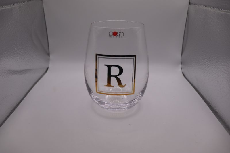 Photo 1 of 5” wine Glass tumbler gold embossed “R”