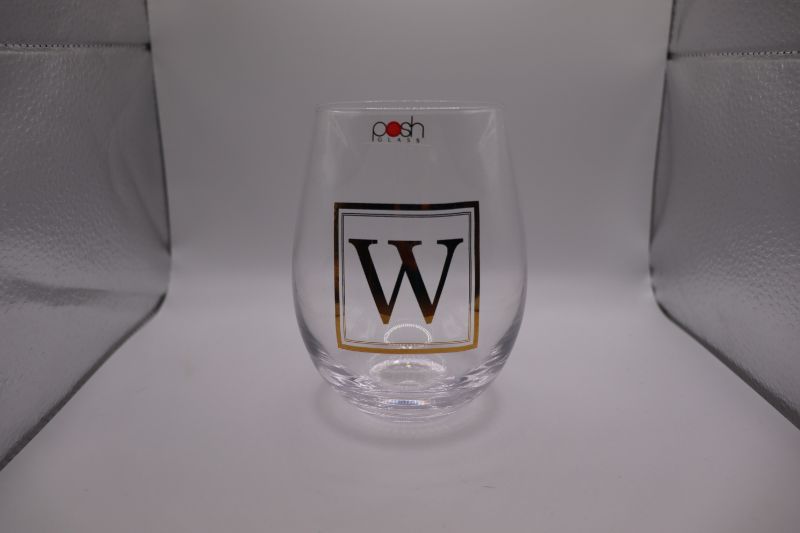 Photo 1 of 5” wine Glass tumbler gold embossed “W”