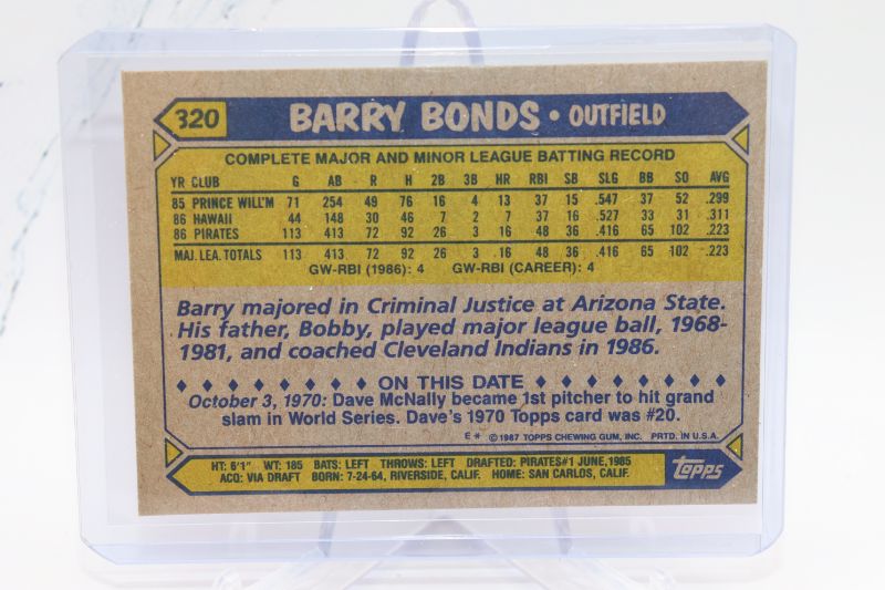 Photo 2 of Barry Bonds 1987 Topps ROOKIE (Mint)