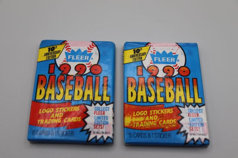 Photo 1 of 1990 Fleer Baseball wax packs x2 (sealed)