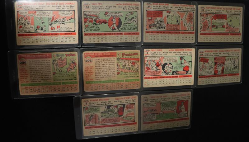 Photo 2 of 10 card lot 1956 Topps Baseball (writing on fronts)