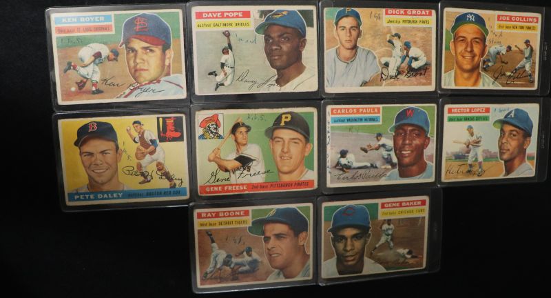 Photo 1 of 10 card lot 1956 Topps Baseball (writing on fronts)