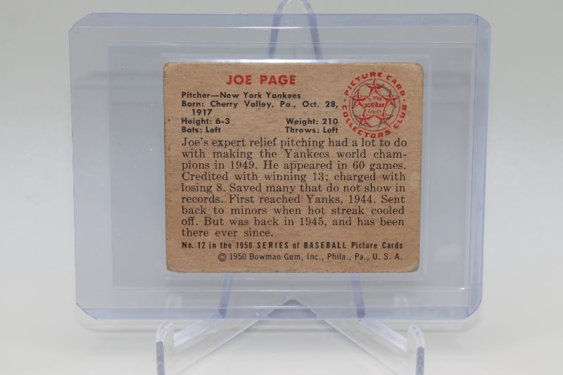 Photo 2 of 1950 Bowman Joe Page (VG) Yankees