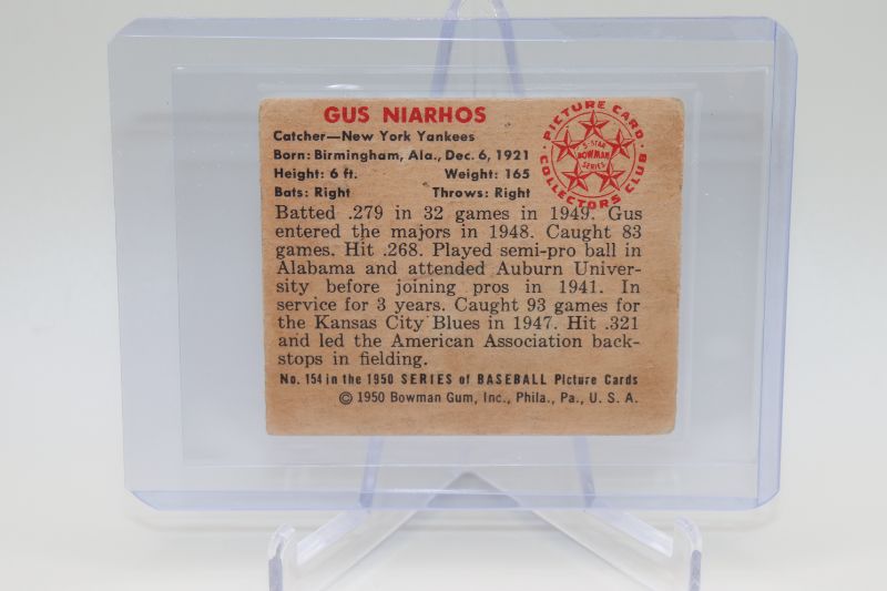 Photo 2 of 1950 Bowman Gus Niarhos (VG) Yankees
