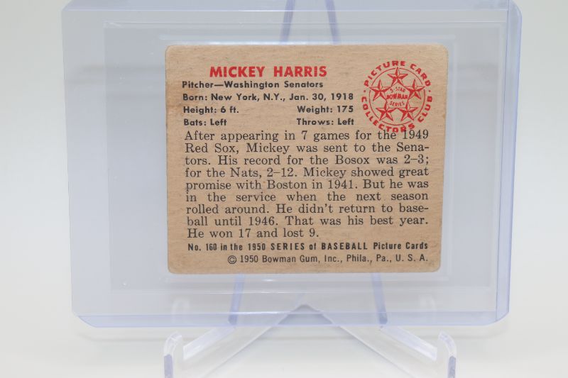 Photo 2 of 1950 Bowman Mickey Harris (VG) Senators