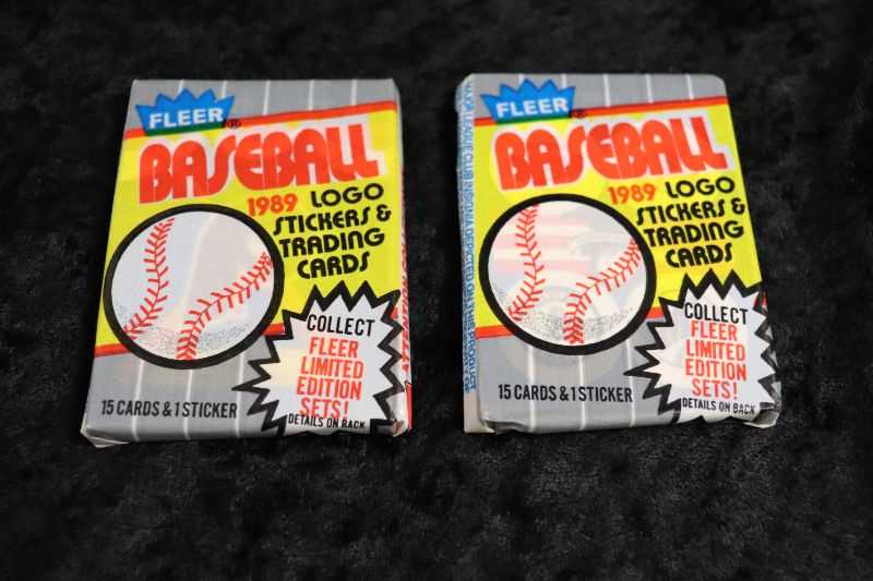 Photo 1 of 1989 Fleer Baseball wax packs from error box x2 (sealed) possible Fface