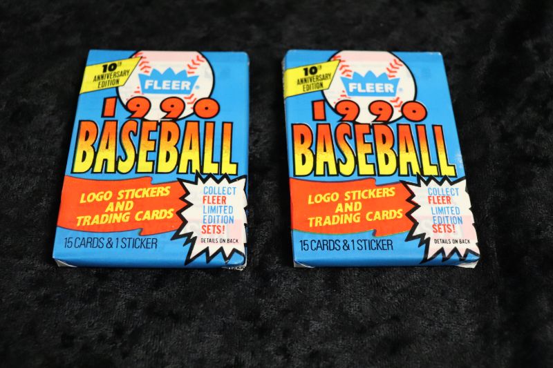 Photo 1 of 1990 Fleer Baseball wax packs x2 (Sealed)
