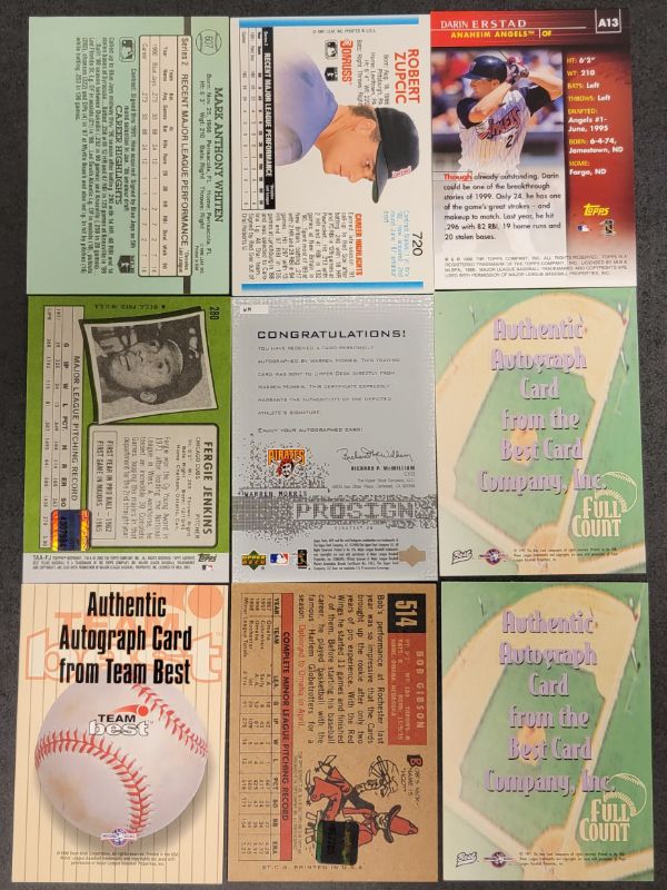 Photo 1 of 9 MISC. AUTOGRAPHED BASEBALL CARDS