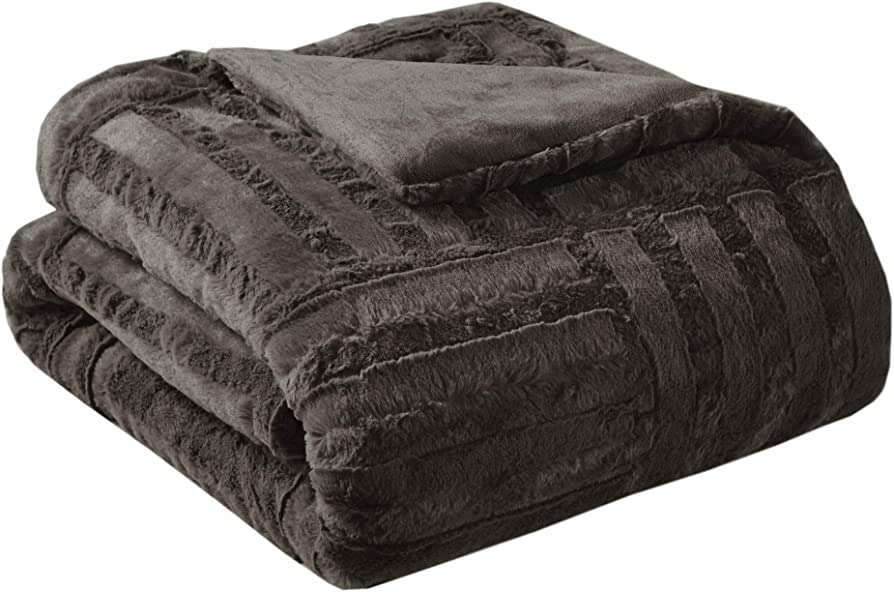 Photo 1 of Madison Park Arctic Luxury Ultra Plush Down Alternative Throw Chocolate 50x60 Geometric Premium Soft Cozy Long Fur Plush
Size:50 x 60 in