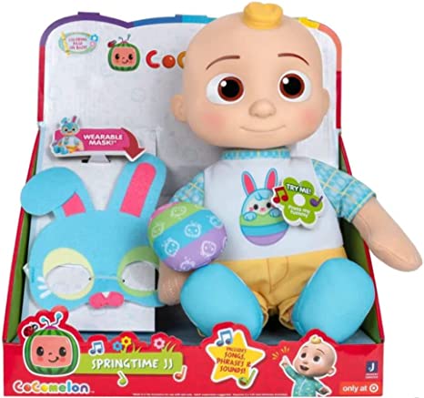 Photo 1 of COCOMELON SPRINGTIME JJ Doll Exclusive Sings Easter Mask
Includes: Songs, Phrases & Songs